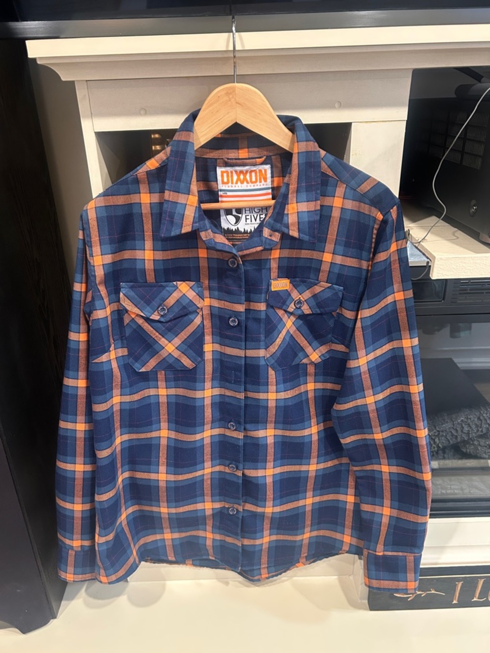 DIXXON Navy & Orange Plaid Button-Down Shirt